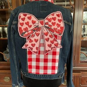 Heart Bow Embellished Jean Jacket- Amore